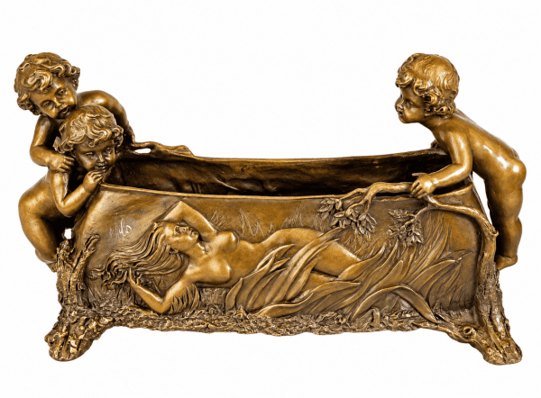 Art Nouveau Vase - Bowl with putti - signed Milo