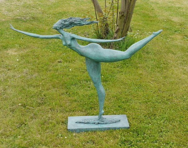 Big Futuristic Bronze Sculpture - Walking Female Nude - signed Milo
