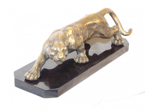 Panther Statue - Stunning Animal Bronze - Marble Base