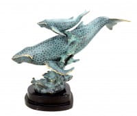 Contemporary Bronze Sculpture - Blue Whale Mother With Her Child - Signed Milo Contemporary Bronze Sculpture - Blue Whale Mother With Her Child - Signed Milo