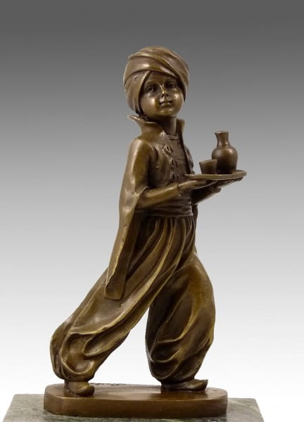 Stunning Art Deco bronze - Oriental Waiter - signed F. Preiss