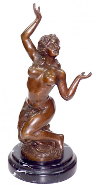 Art Nouveau Nude Bronze - The Slave - on marble base sign. Milo
