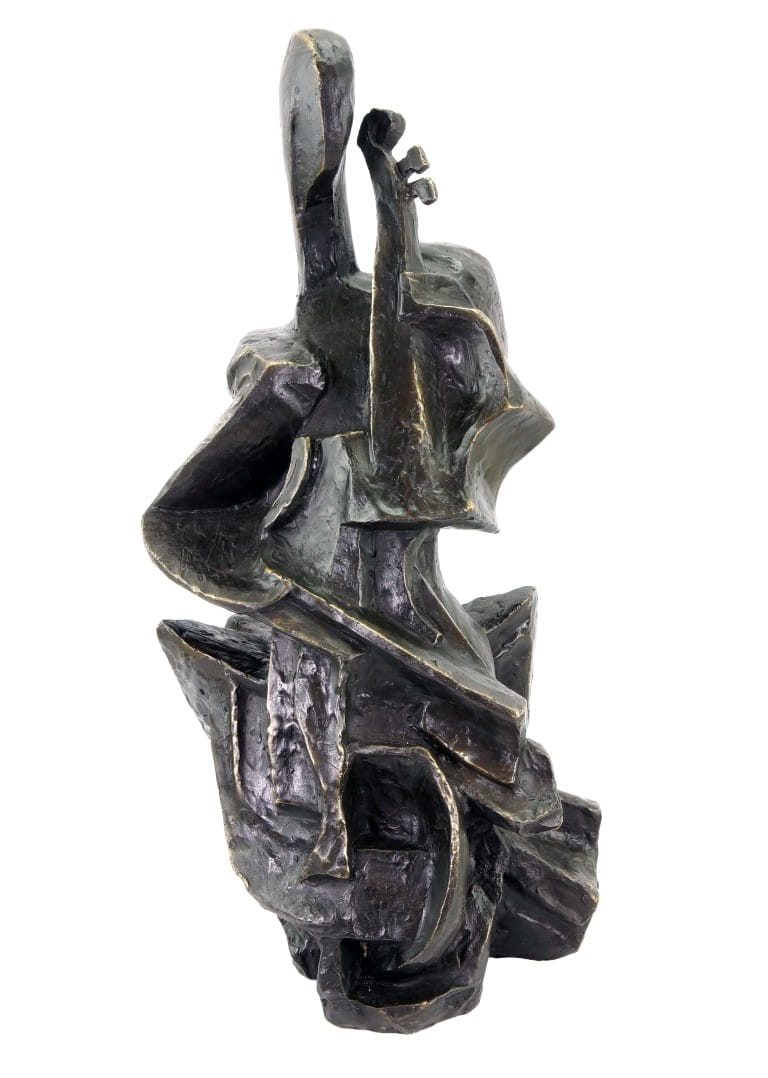 Handcrafted Musicians Cello /Flute Players Bronze 8in. Sculptures outlet