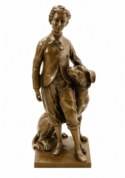 Bronze Sculpture - The Prince Impérial with His Dog Néro