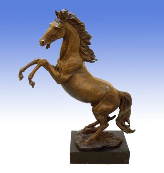 Large dynamic bronze sculpture - Wild Stallion - signed Milo