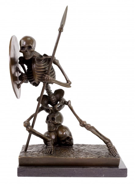 Modern Art Bronze on Marble - Skeleton Warrior - Milo