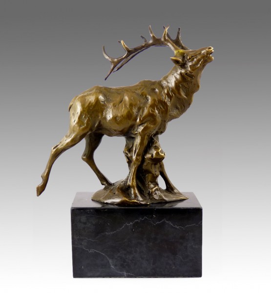 Sculpture of Deer - Deer Statue - Bronze Signed 
