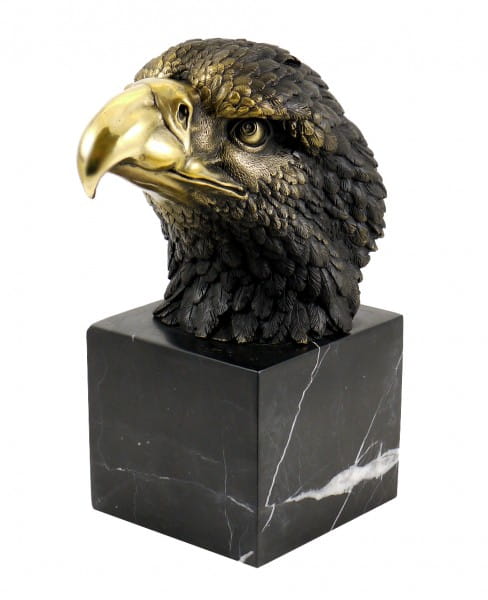 Animal Figure - Eagle on Marble - signed by Milo - Real Bronze