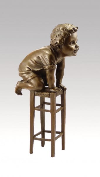 Juan Clara Baby - Children Bronze on a Stool