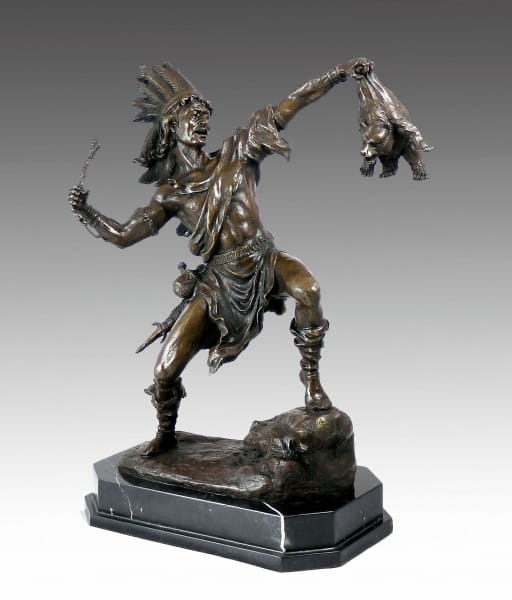 Indian Sculpture - Native American with bear - Carl Kauba