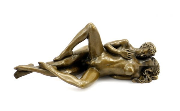 Erotic Sculpture Lovers / Couple Having Sex - signed J. Patoue