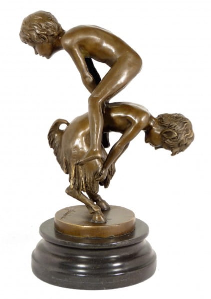 Faun Statue for Sale - The Leapfrog - signed