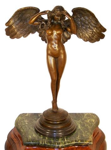 Large Erotic Angel Woman on Marble Base signed A.A. Weinman