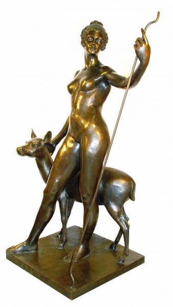 Large Sculpture Bronze - The Diana goddes of hunt - signed MC.
