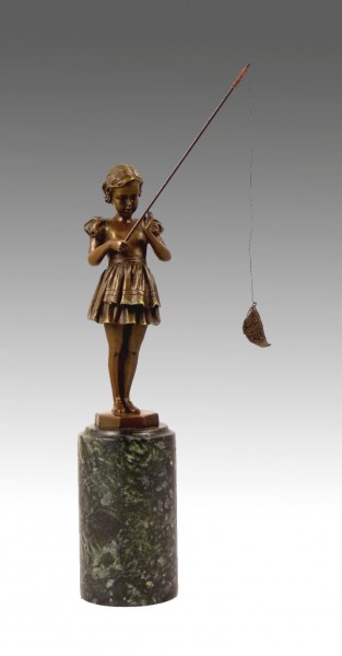 Statue art deco - Girl with fishing rod