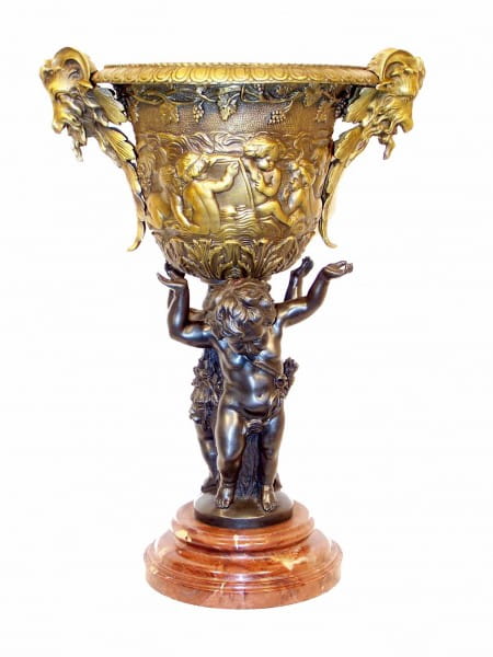 Art Deco - Bronze Vase Putto Carrier 2 colours on Marblebase